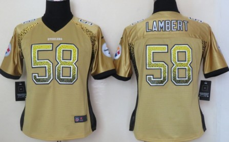 Nike Pittsburgh Steelers #58 Jack Lambert 2013 Drift Fashion Yellow Womens Jersey