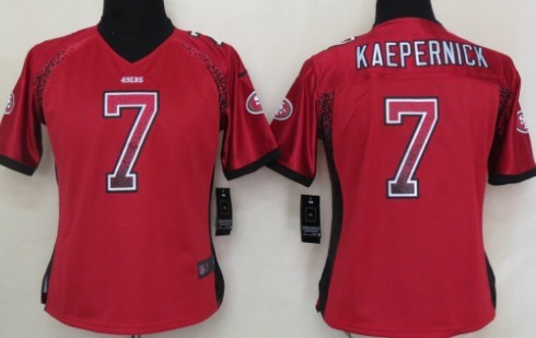 Nike San Francisco 49ers #7 Colin Kaepernick 2013 Drift Fashion Red Womens Jersey