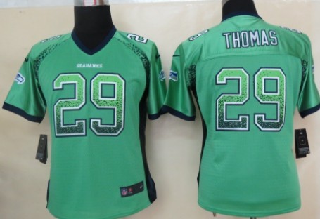 Nike Seattle Seahawks #29 Earl Thomas 2013 Drift Fashion Green Womens Jersey