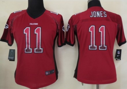 Nike Atlanta Falcons #11 Julio Jones 2013 Drift Fashion Red Womens Jersey