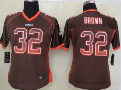 Nike Cleveland Browns #32 Jim Brown 2013 Drift Fashion Brown Womens Jersey