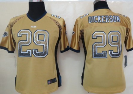 Nike St. Louis Rams #29 Eric Dickerson 2013 Drift Fashion Gold Womens Jersey