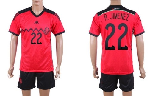 2014 World Cup Mexico #22 R.Jimenez Away Soccer Shirt Kit
