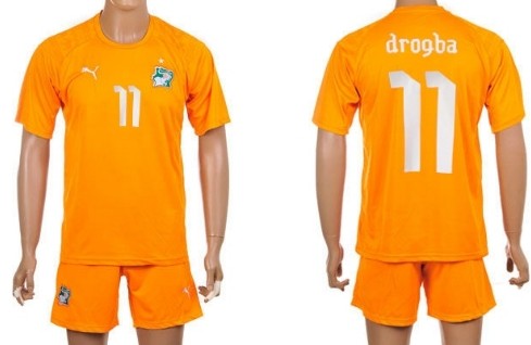 2014 World Cup Cote d'Ivoire #11 Drogba Home Soccer Shirt Kit