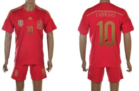 2014 World Cup Spain #10 Fabregas Home Soccer Shirt Kit