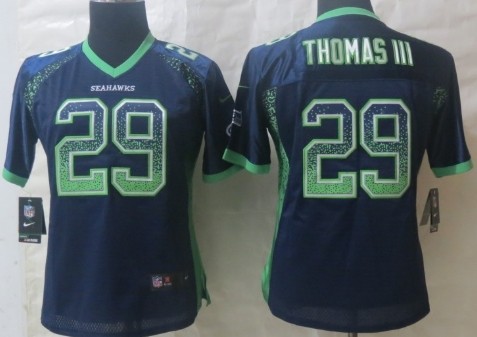 Nike Seattle Seahawks #29 Earl Thomas 2013 Drift Fashion Blue Womens Jersey