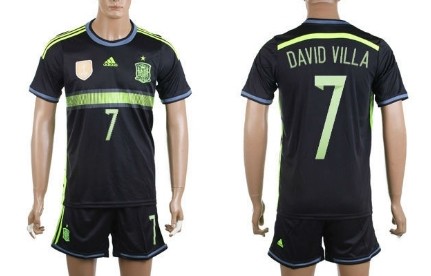 2014 World Cup Spain #7 David Villa Away Soccer Shirt Kit