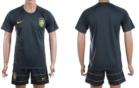 2014 World Cup Brazil Blank (or Custom) Away Black Soccer Shirt Kit
