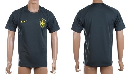 2014 World Cup Brazil Blank (or Custom) Away Black Soccer AAA+ T-Shirt