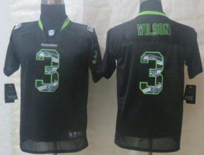 Nike Seattle Seahawks #3 Russell Wilson Lights Out Black Ornamented Kids Jersey