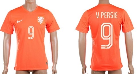 2014 World Cup Holland #9 v.Persie Home Soccer AAA+ T-Shirt