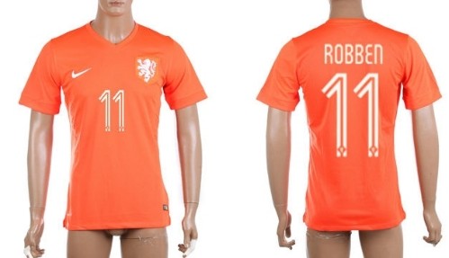 2014 World Cup Holland #11 Robben Home Soccer AAA+ T-Shirt