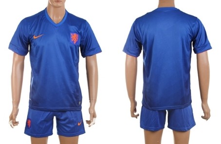 2014 World Cup Holland Blank (or Custom) Away Blue Soccer Shirt Kit