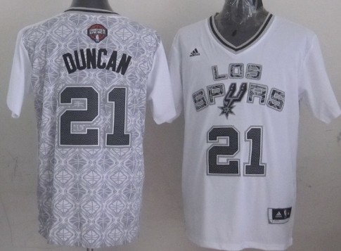 San Antonio Spurs #21 Tim Duncan Revolution 30 Swingman 2014 Noche Latina White Jersey
