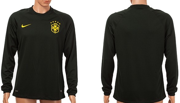 2014 World Cup Brazil Blank (or Custom) Second Away Black Long Sleeve AAA+ T-Shirt