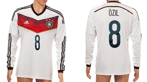 2014 World Cup Germany #8 Ozil Home Soccer Long Sleeve AAA+ T-Shirt