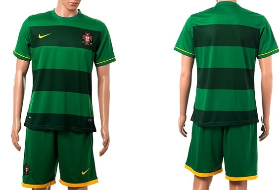 2014 World Cup Portugal Blank (or Custom) Away Green Soccer Shirt Kit