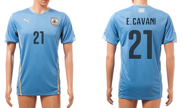 2014 World Cup Uruguay #21 E.Cavani Home Soccer AAA+ T-Shirt
