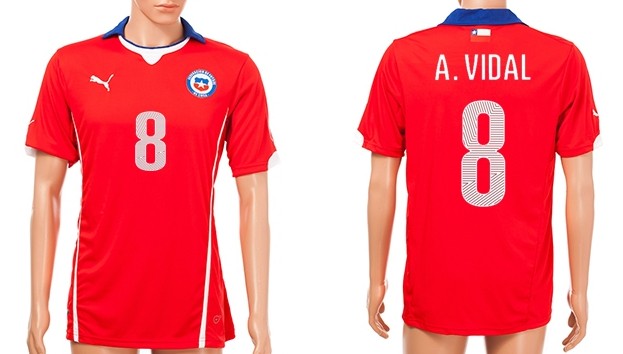2014 World Cup Chile #8 A.Vidal Home Soccer AAA+ T-Shirt