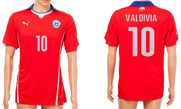 2014 World Cup Chile #10 Valdivia Home Soccer AAA+ T-Shirt