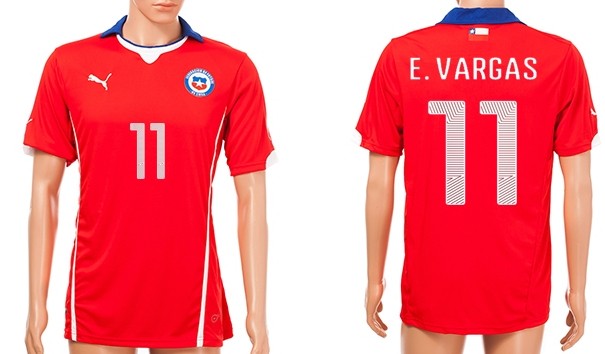 2014 World Cup Chile #11 E.Vargas Home Soccer AAA+ T-Shirt