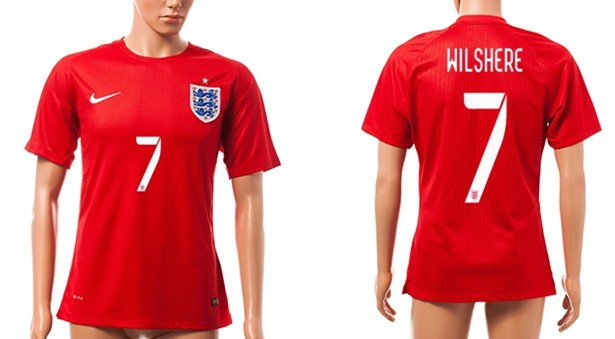 2014 World Cup England #7 Wilshere Away Soccer AAA+ T-Shirt
