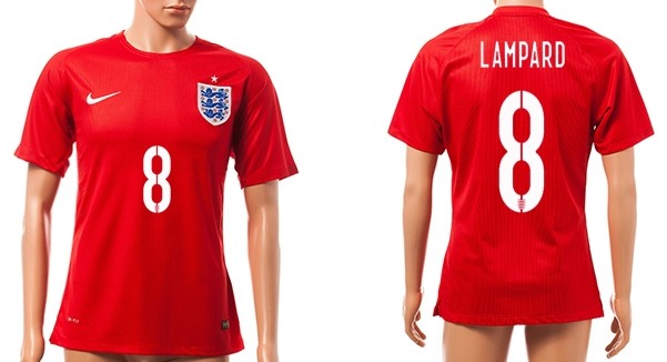 2014 World Cup England #8 Lampard Away Soccer AAA+ T-Shirt