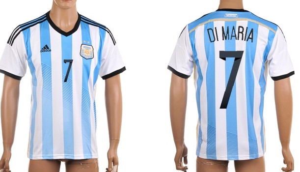 2014 World Cup Argentina #7 Di Maria Home Soccer AAA+ T-Shirt