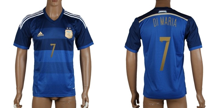 2014 World Cup Argentina #7 Di Maria Away Soccer AAA+ T-Shirt