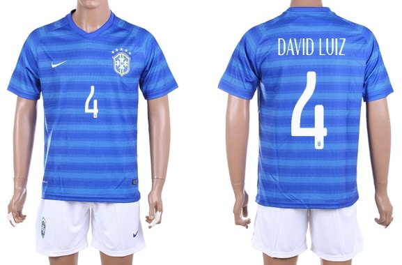2014 World Cup Brazil #4 David Luiz Away Soccer Shirt Kit