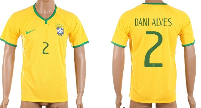 2014 World Cup Brazil #2 Dani Alves Home Soccer AAA+ T-Shirt