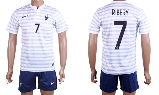 2014 World Cup France #7 Ribery Away Soccer Shirt Kit