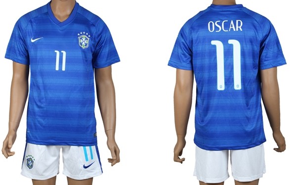2014 World Cup Brazil #11 Oscar Away Soccer Shirt Kit