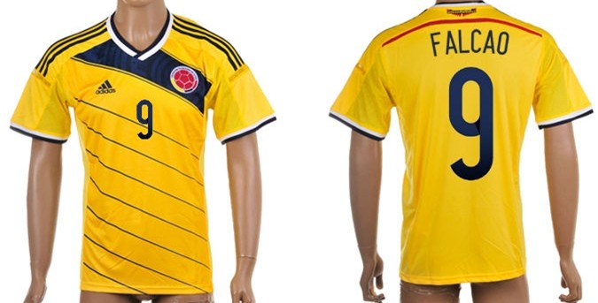 2014 World Cup Columbia #9 Falcao Home Soccer AAA+ T-Shirt