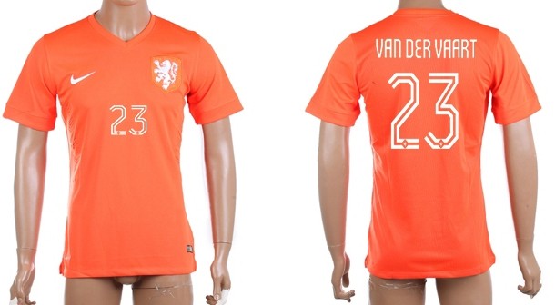 2014 World Cup Holland #23 Van Der Vaart Home Soccer AAA+ T-Shirt