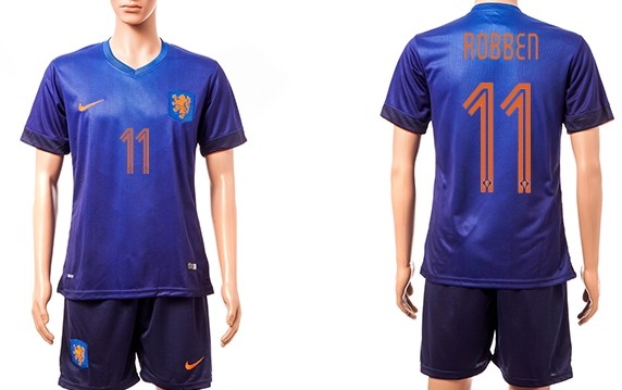 2014 World Cup Holland #11 Robben Away Soccer Shirt Kit