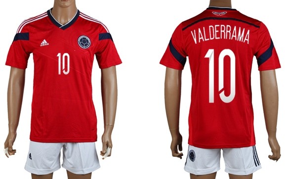 2014 World Cup Columbia #10 Valderrama Away Soccer Shirt Kit