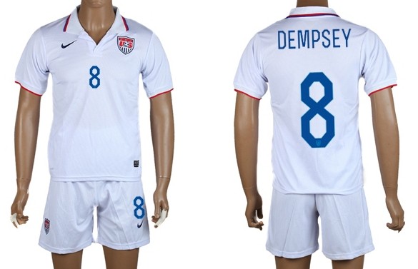 2014 World Cup USA #8 Dempsey Home Soccer Shirt Kit