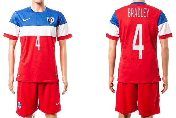 2014 World Cup USA #4 Bradley Away Soccer Shirt Kit