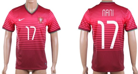 2014 World Cup Portugal #17 Nani Home Soccer AAA+ T-Shirt