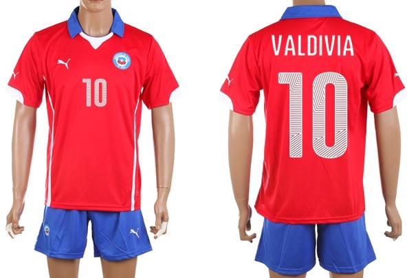 2014 World Cup Chile #10 Valdivia Home Soccer Shirt Kit