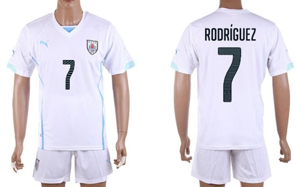 2014 World Cup Uruguay #7 Rodriguez Away Soccer Shirt Kit
