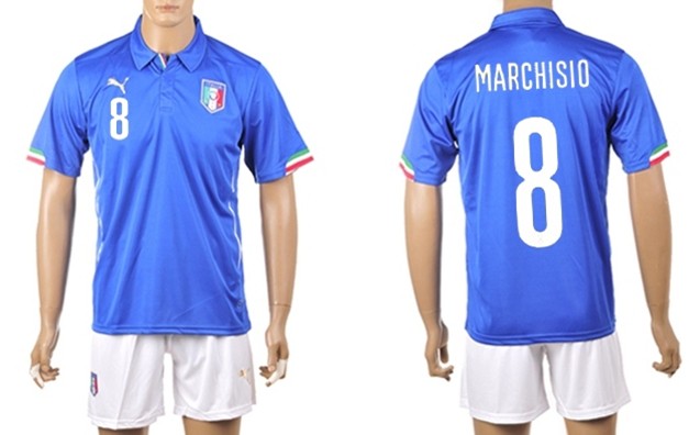 2014 World Cup Italy #8 Marchisio Home Soccer Shirt Kit