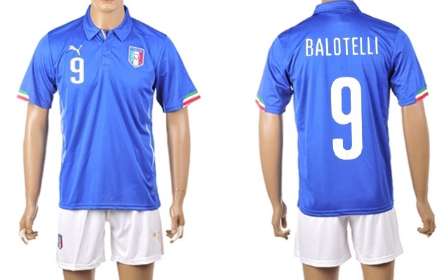 2014 World Cup Italy #9 Balotelli Home Soccer Shirt Kit