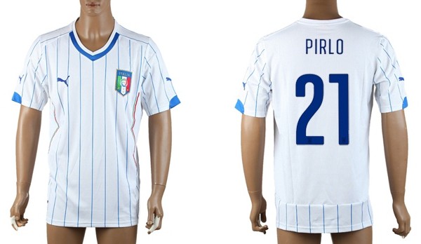 2014 World Cup Italy #21 Pirlo Away Soccer AAA+ T-Shirt