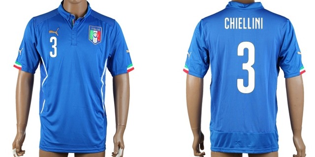 2014 World Cup Italy #3 Chiellini Home Soccer AAA+ T-Shirt