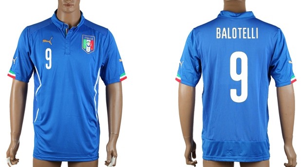 2014 World Cup Italy #9 Balotelli Home Soccer AAA+ T-Shirt