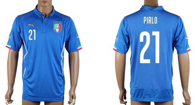 2014 World Cup Italy #21 Pirlo Home Soccer AAA+ T-Shirt