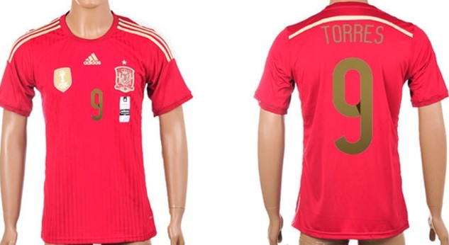 2014 World Cup Spain #9 Torres Home Soccer AAA+ T-Shirt
