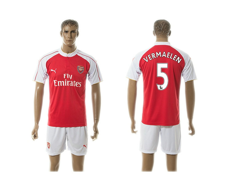 2015-2016 Arsenal Soccer Jersey Uniform Red Short Sleeves #5 VERMAELEN